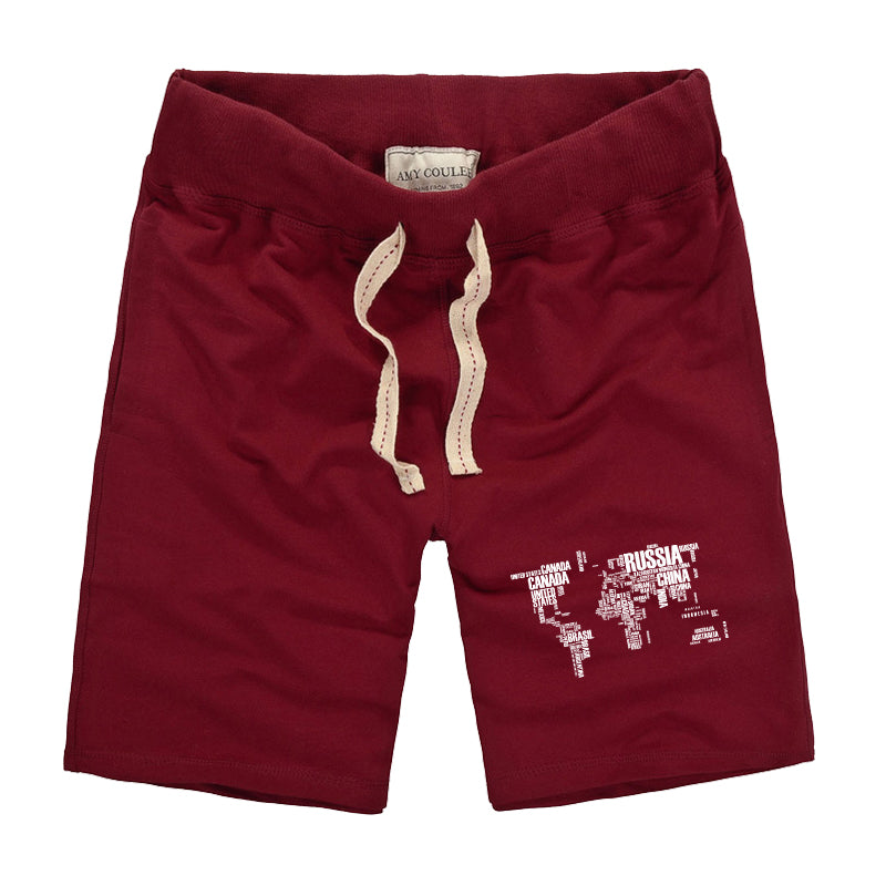 World Map (Text) Designed Cotton Shorts