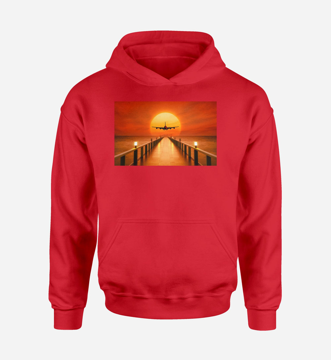 Airbus A380 Towards Sunset Designed Hoodies