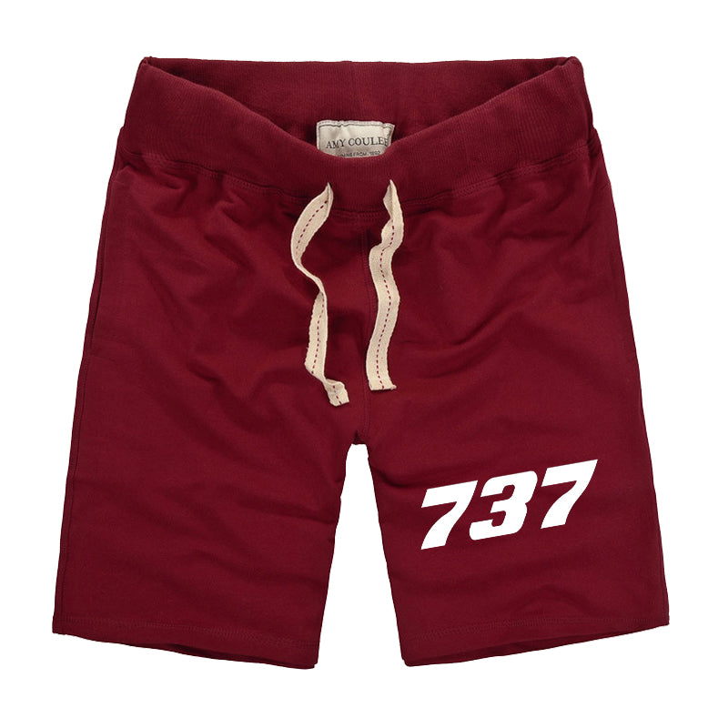 737 Flat Text Designed Cotton Shorts