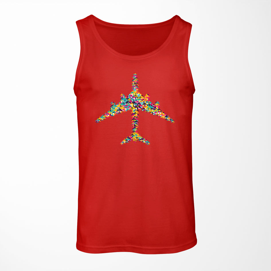Colourful Airplane Designed Tank Tops