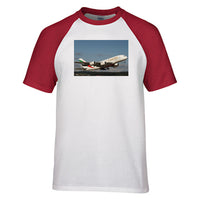 Thumbnail for Departing Emirates A380 Designed Raglan T-Shirts