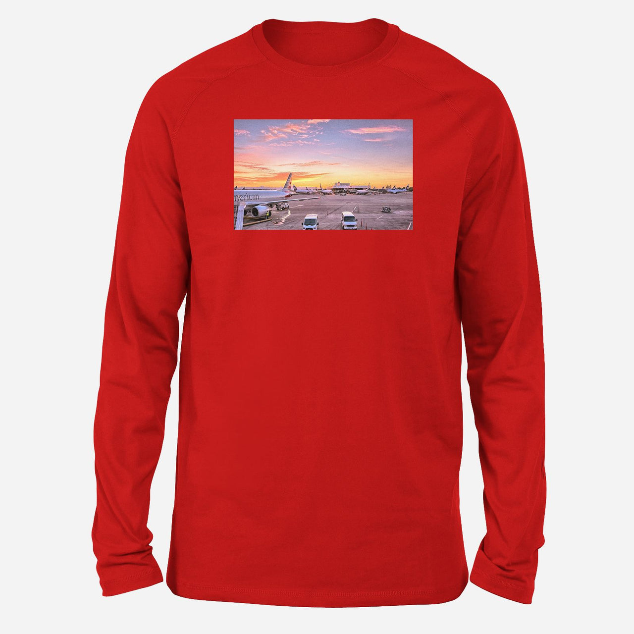 Airport Photo During Sunset Designed Long-Sleeve T-Shirts