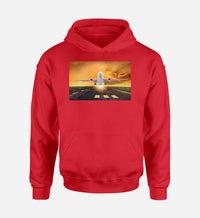 Thumbnail for Amazing Departing Aircraft Sunset & Clouds Behind Designed Hoodies