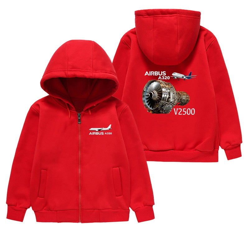 Airbus A320 & V2500 Engine Designed "CHILDREN" Zipped Hoodies