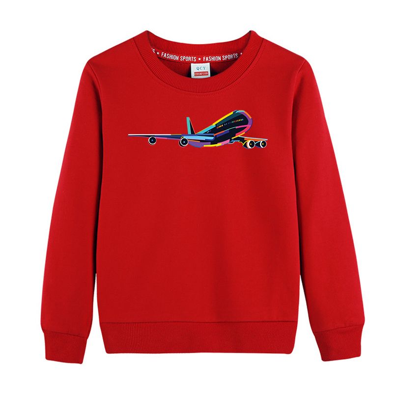 Multicolor Airplane Designed "CHILDREN" Sweatshirts