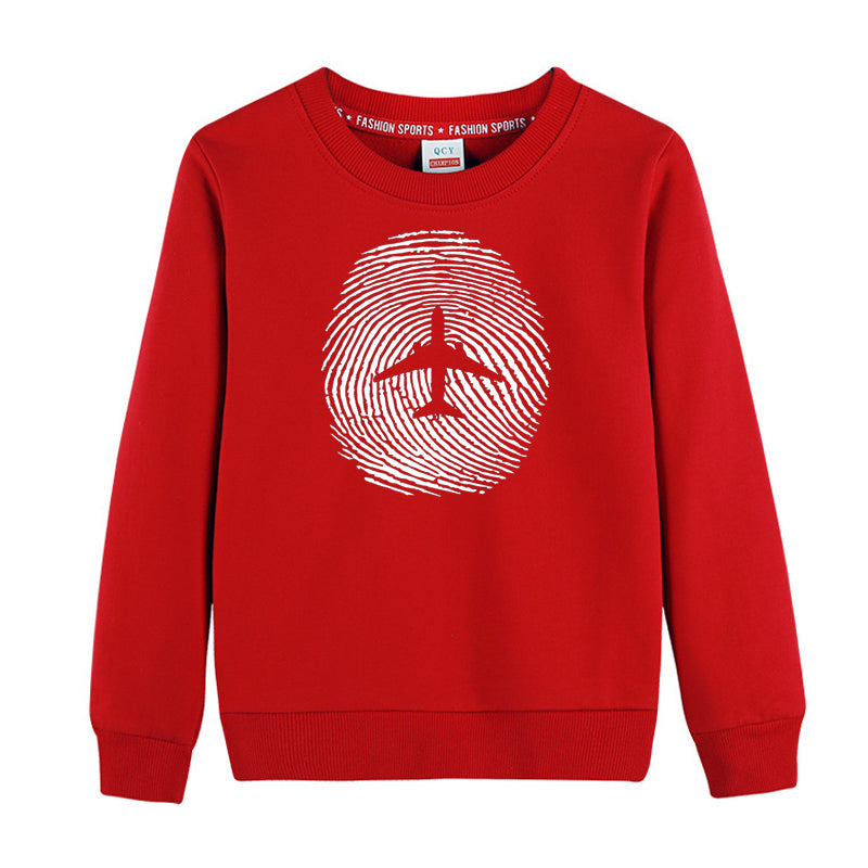 Aviation Finger Print Designed "CHILDREN" Sweatshirts