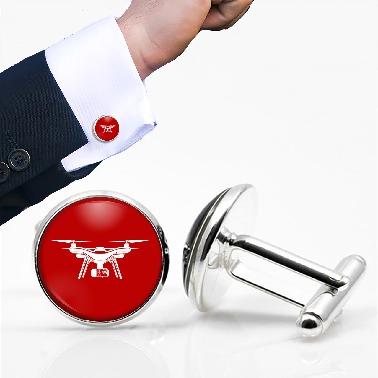Drone Silhouette Designed Cuff Links
