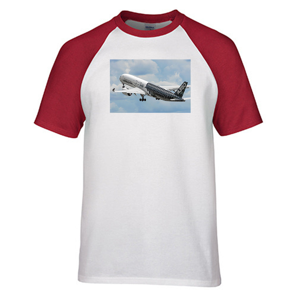 Departing Airbus A350 (Original Livery) Designed Raglan T-Shirts