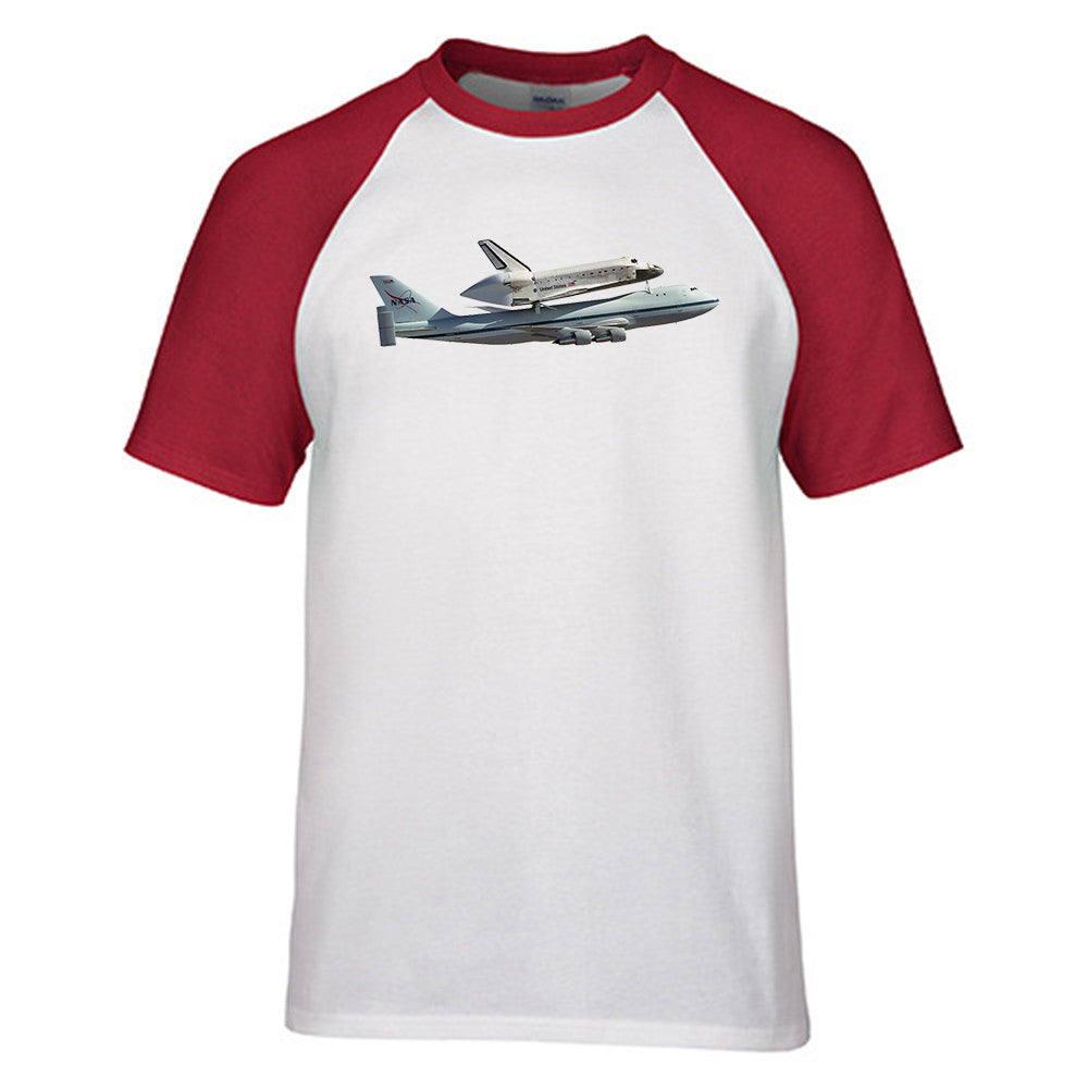 Space shuttle on 747 Designed Raglan T-Shirts