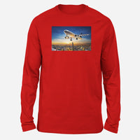 Thumbnail for Super Aircraft over City at Sunset Designed Long-Sleeve T-Shirts
