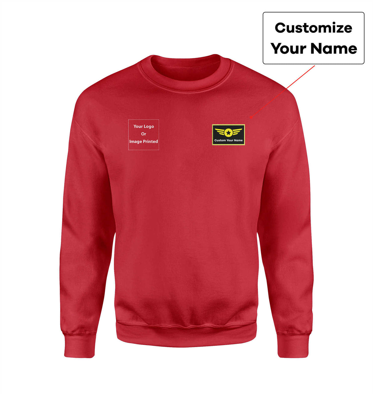 Side Your Custom Logos & Name (Special Badge) Designed Sweatshirts