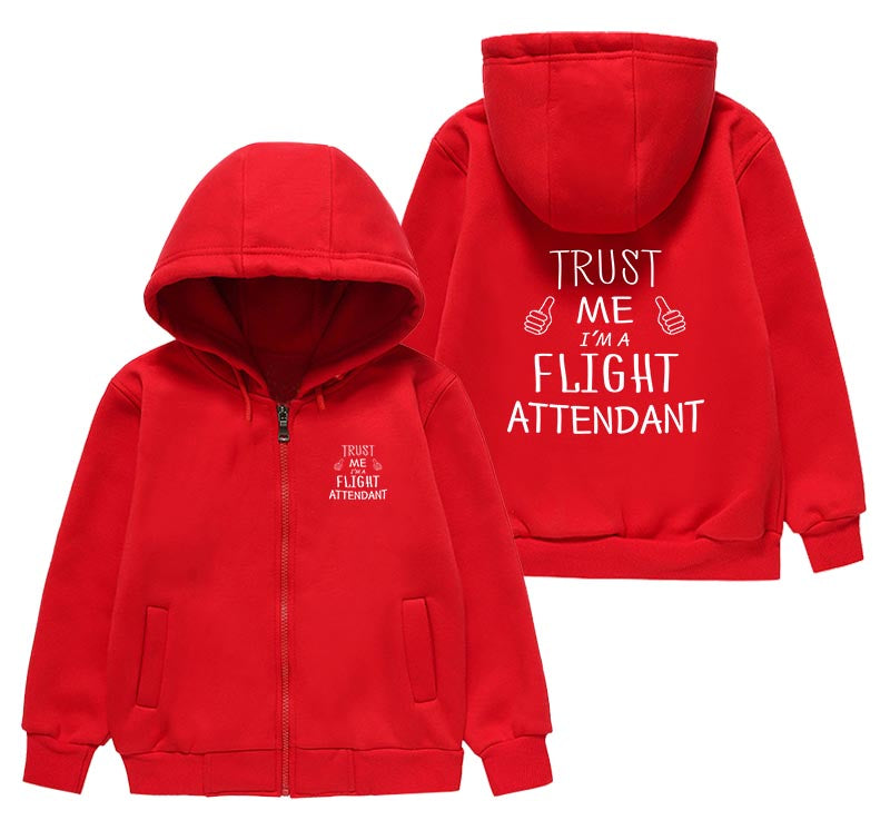 Trust Me I'm a Flight Attendant Designed "CHILDREN" Zipped Hoodies