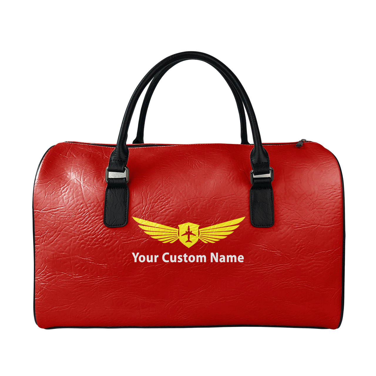 Custom Name (Badge 2) Designed Leather Travel Bag