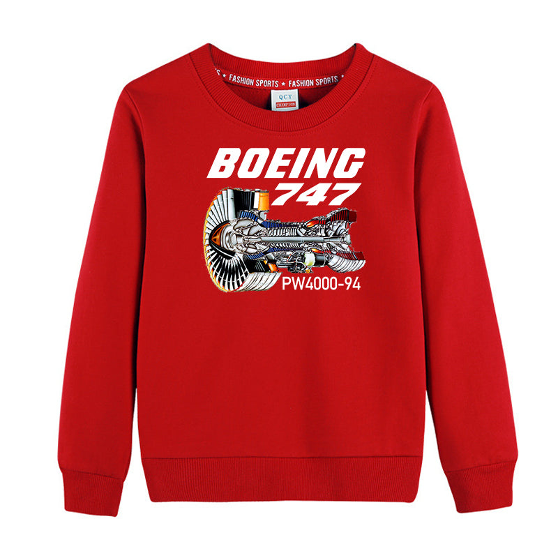 Boeing 747 & PW4000-94 Engine Designed "CHILDREN" Sweatshirts