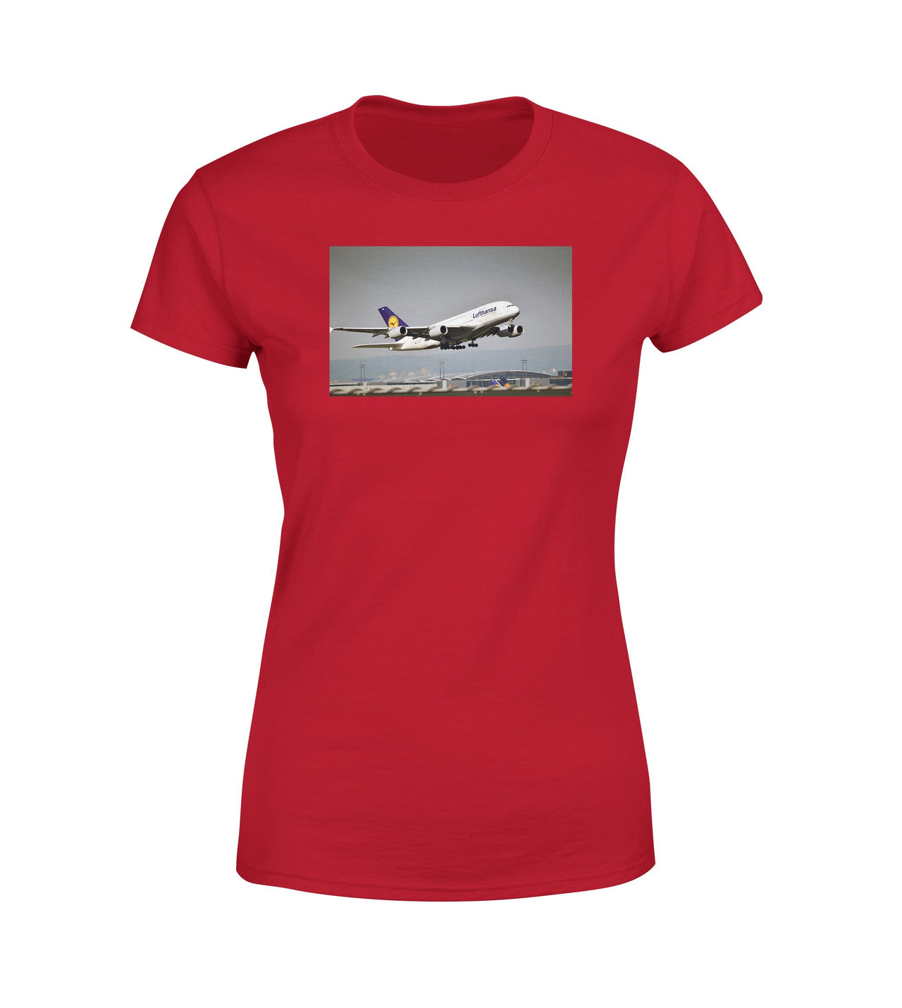 Departing Lufthansa A380 Designed Women T-Shirts