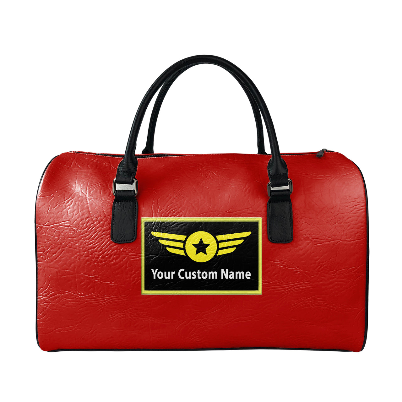 Custom Name (Special Badge) Designed Leather Travel Bag