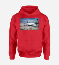 Thumbnail for Lufthansa's A380 At The Gate Designed Hoodies