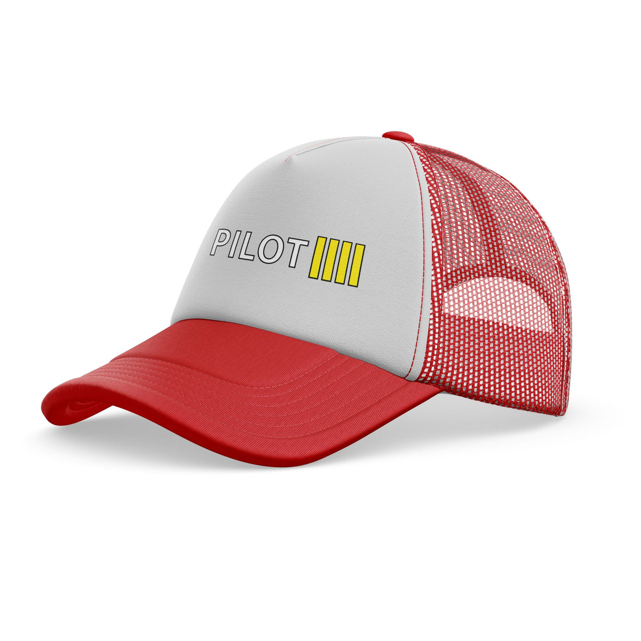 Pilot & Stripes (4 Lines) Designed Trucker Caps & Hats