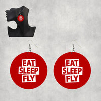 Thumbnail for Eat Sleep Fly Designed Wooden Drop Earrings