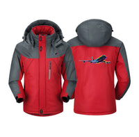 Thumbnail for Multicolor Airplane Designed Thick Winter Jackets