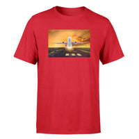 Thumbnail for Amazing Departing Aircraft Sunset & Clouds Behind Designed T-Shirts