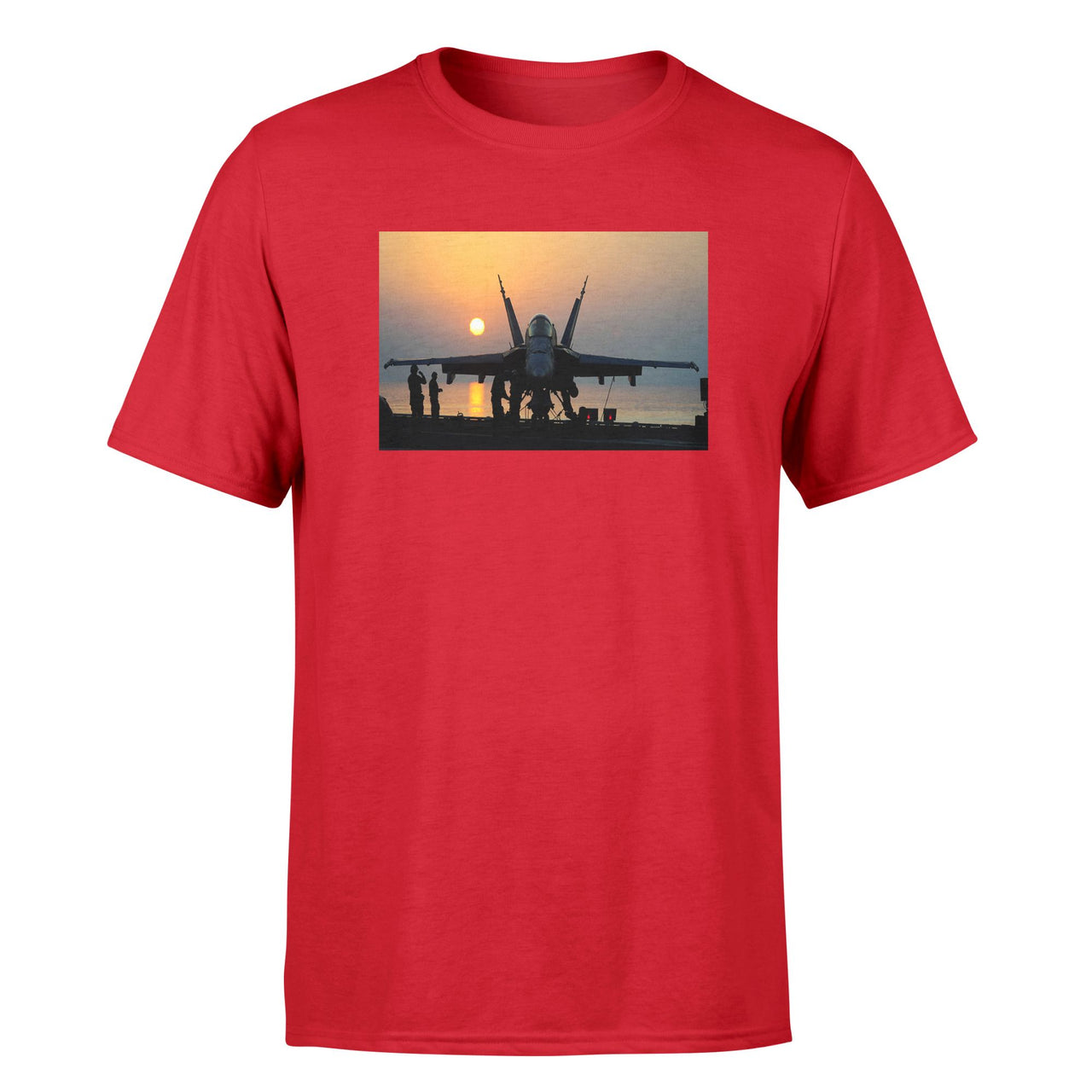Military Jet During Sunset Designed T-Shirts