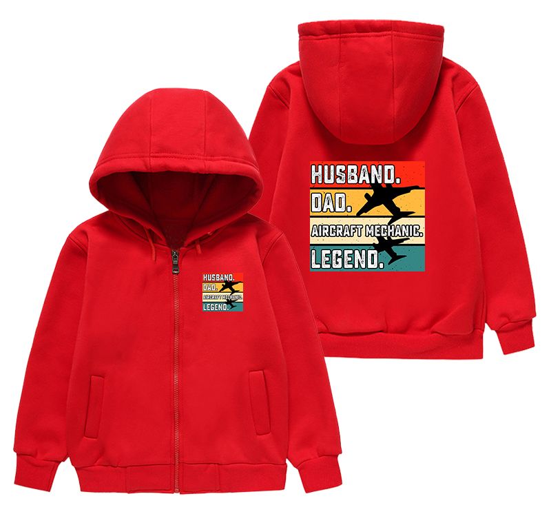 Husband & Dad & Aircraft Mechanic & Legend Designed "CHILDREN" Zipped Hoodies