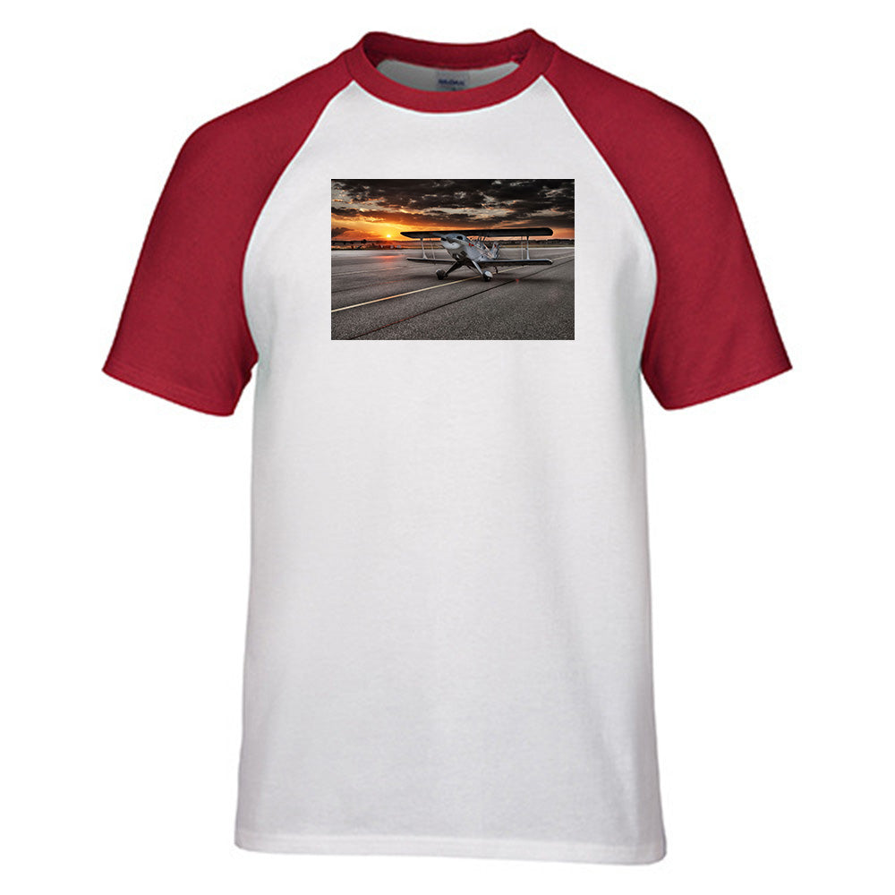Beautiful Show Airplane Designed Raglan T-Shirts