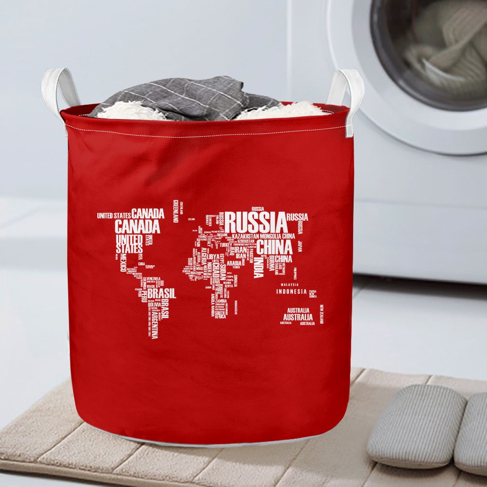 World Map (Text) Designed Laundry Baskets