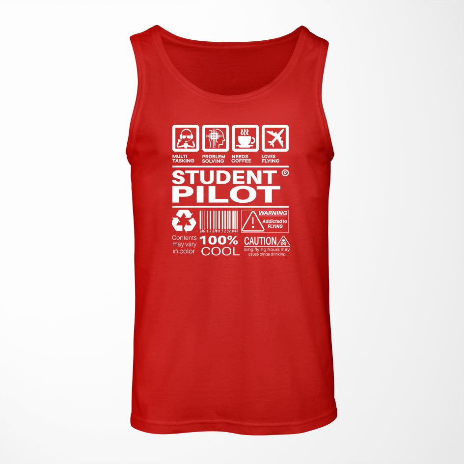 Student Pilot Label Designed Tank Tops