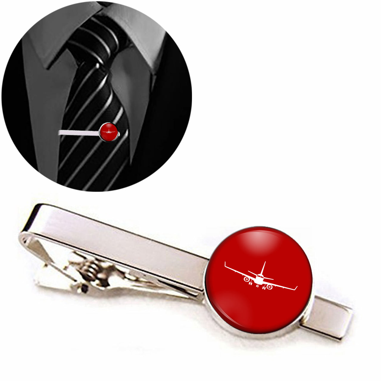 Embraer E-190 Silhouette Plane Designed Tie Clips