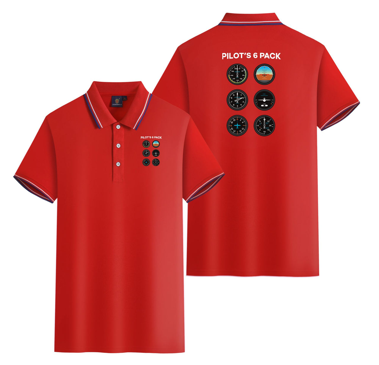 Pilot's 6 Pack Designed Stylish Polo T-Shirts (Double-Side)