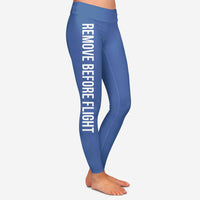 Thumbnail for Remove Before Flight 2-Blue Designed Women Leggins