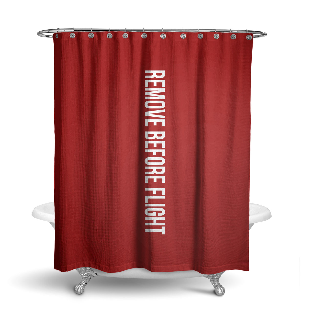 Remove Before Flight 2 Designed Shower Curtains