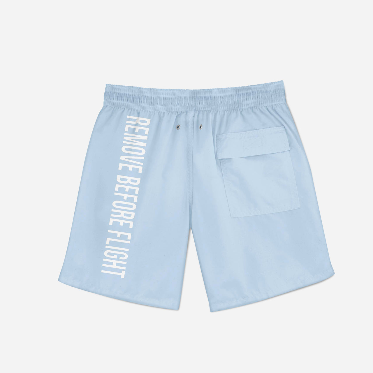 Remove Before Flight 2 (Light Blue) Swim Trunks & Shorts