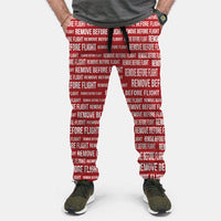 Thumbnail for Remove Before Flight 3-Red Designed Sweat Pants & Trousers