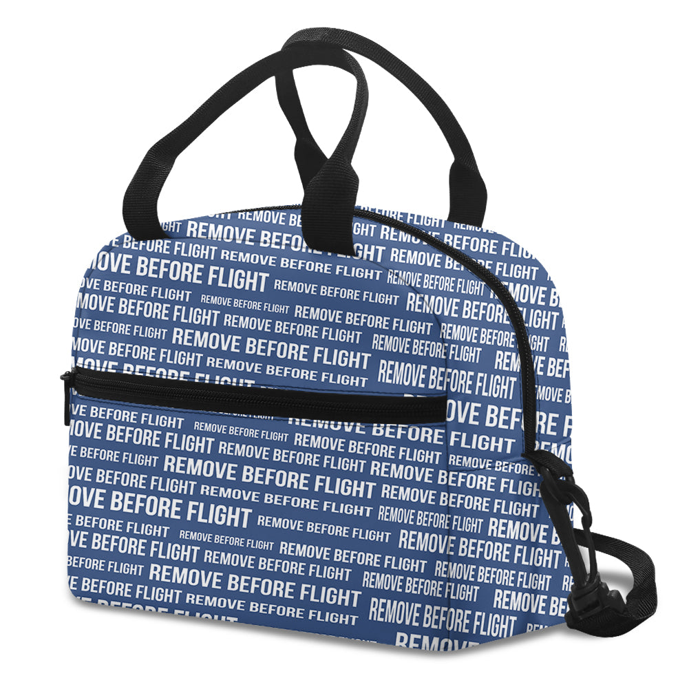 Remove Before Flight 3Blue Designed Lunch Bags