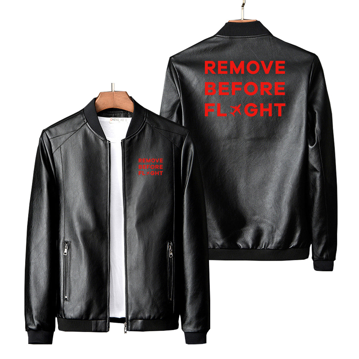 Remove Before Flight Designed PU Leather Jackets