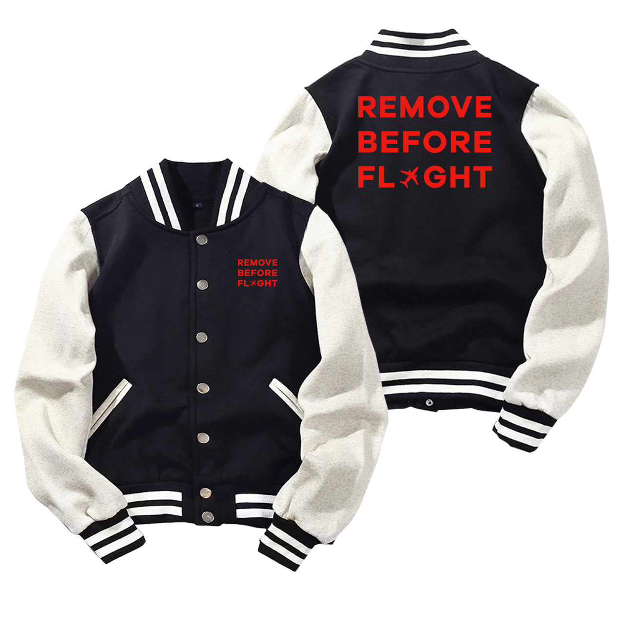 Remove Before Flight Designed Baseball Style Jackets