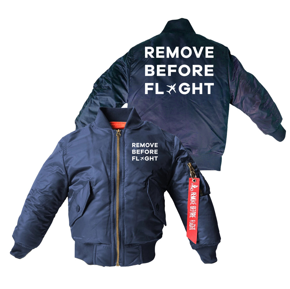 Remove Before Flight Designed Children Bomber Jackets