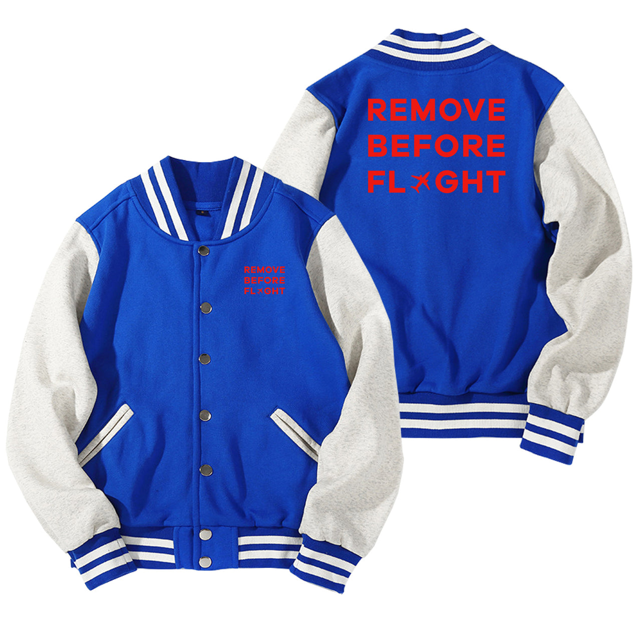 Remove Before Flight Designed Baseball Style Jackets