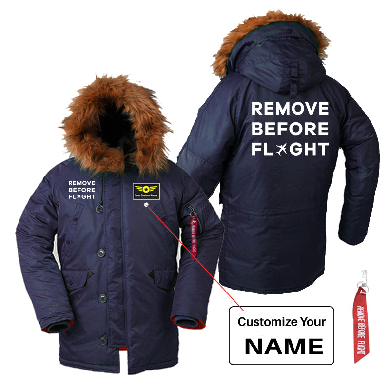 Remove Before Flight Designed Parka Bomber Jackets