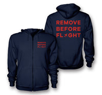 Thumbnail for Remove Before Flight Designed Zipped Hoodies