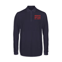 Thumbnail for Remove Before Flight Designed Long Sleeve Polo T-Shirts