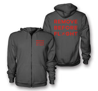Thumbnail for Remove Before Flight Designed Zipped Hoodies