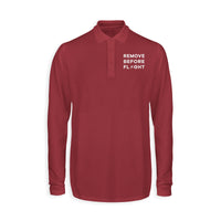 Thumbnail for Remove Before Flight Designed Long Sleeve Polo T-Shirts