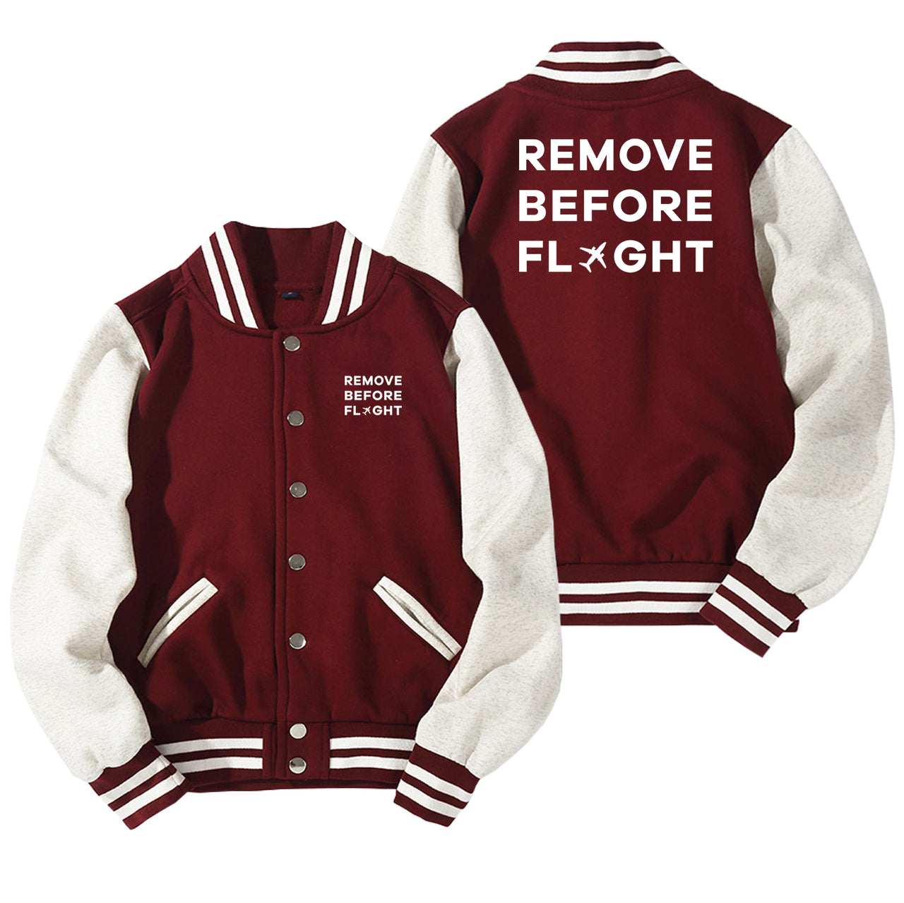 Remove Before Flight Designed Baseball Style Jackets