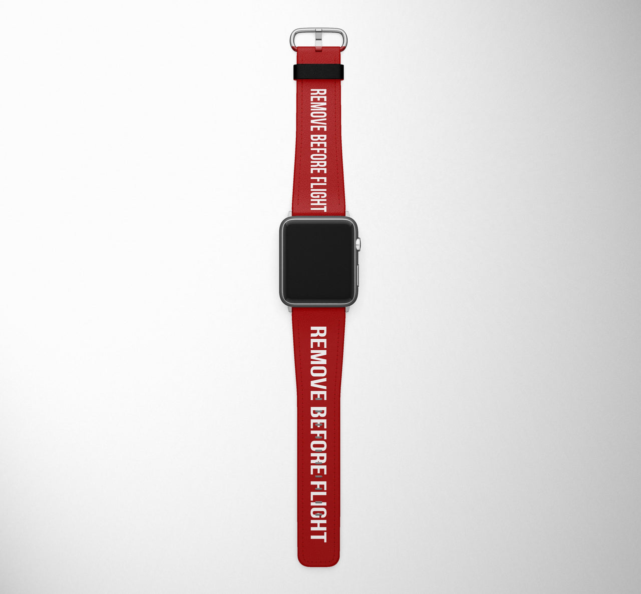 Remove Before Flight Red Designed Leather Apple Watch Straps
