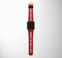Thumbnail for Remove Before Flight Red Designed Leather Apple Watch Straps