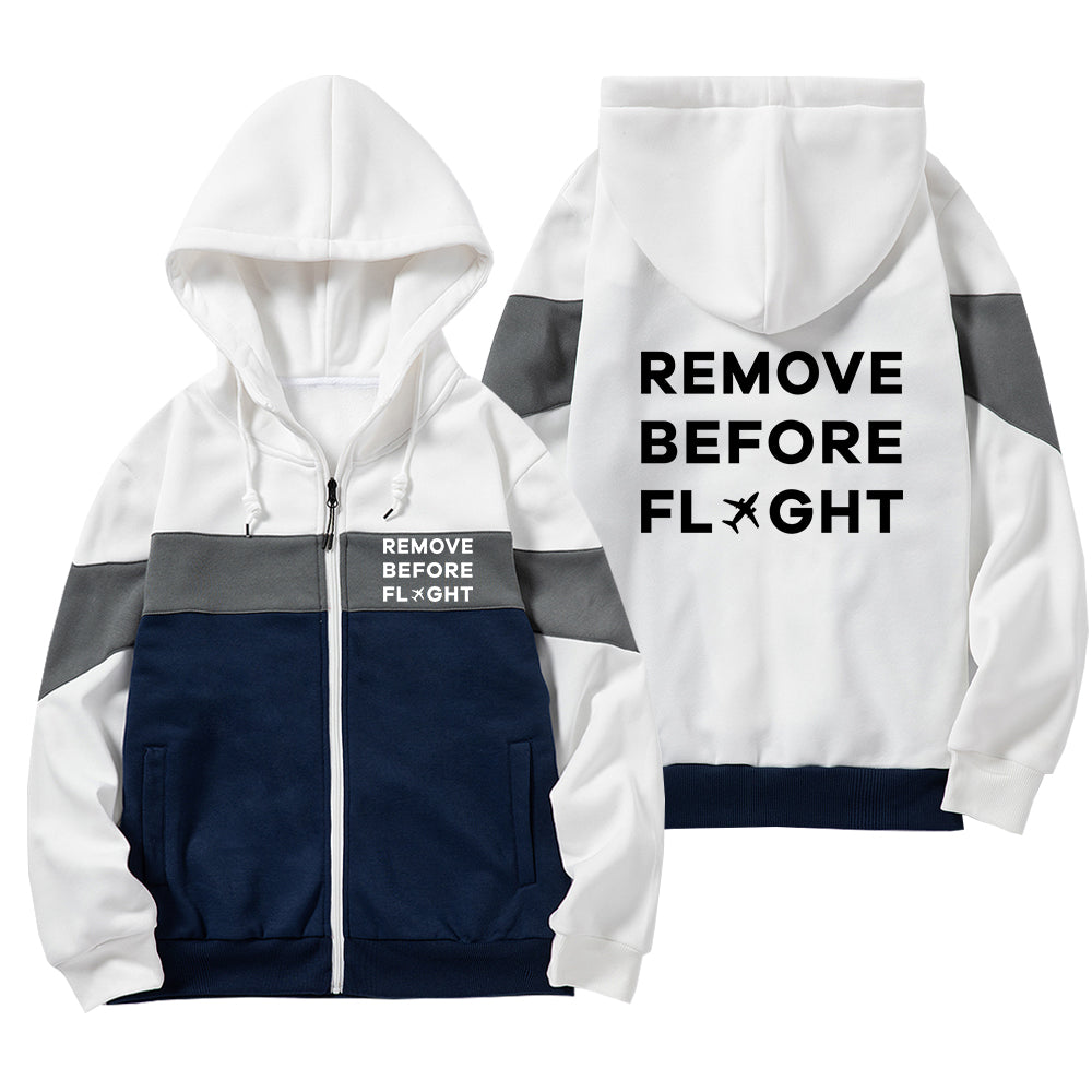 Remove Before Flight Designed Colourful Zipped Hoodies